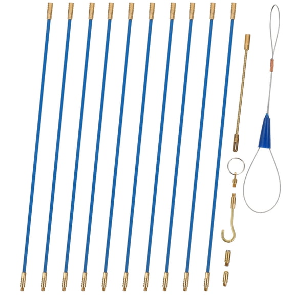 OUNONA 1 Copper Push Fish Tape Cable Puller Kit Blue for Electricians with Electrical Work 12.99*0.02*0.02in