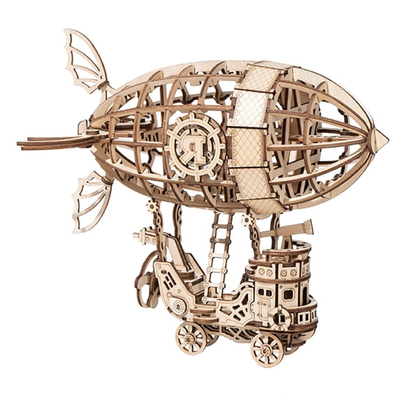OUNONA 1 Set of Airship Assembled Model Delicate Desktop Layout DIY Wooden Puzzle Handmade Craft