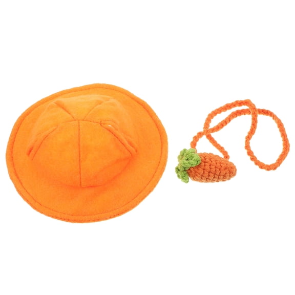OUNONA Durable Orange Felt Pet Rabbit Hat for Fashionable Bunnies and Adorable Carrot Bag Size Small