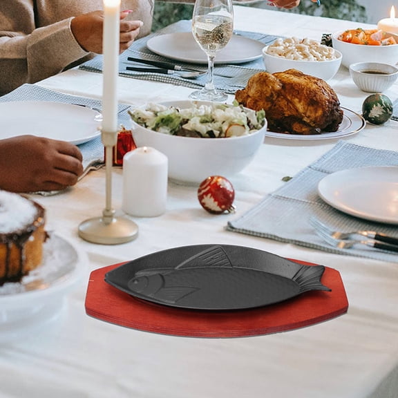 OUNONA 1 Set of Hotel Steak Serving Plate Household Fish Baking Tray Non-Stick Grill Tableware