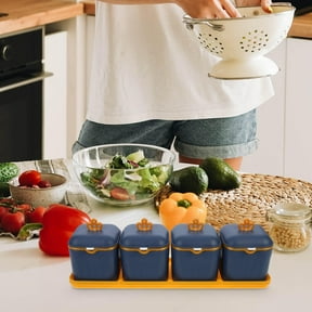 OUNONA 1 Set of Kitchen Condiment Jars Blue PP Spice Container Set for Condiment Storage