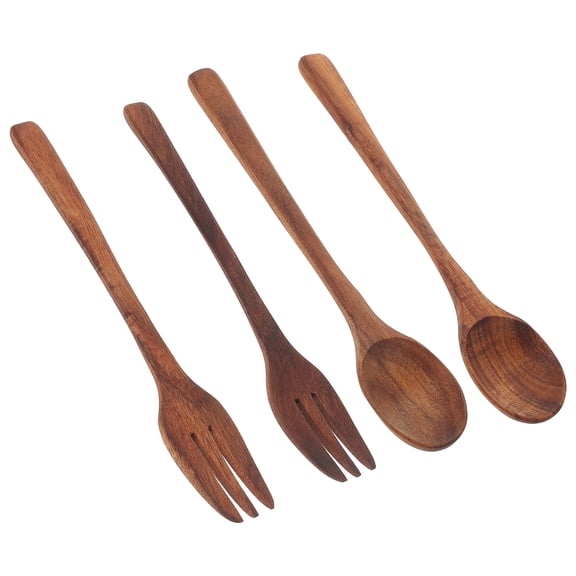 NUOLUX Ergonomic Wooden Fork and Spoon Set Coffee for Home Dining 1Set