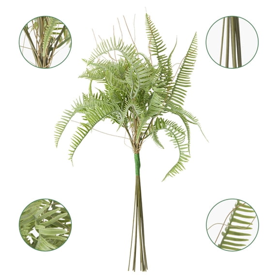 OUNONA 1 Simulated Realistic Green Plants Decor Vivid Decorative Fern Leaves Ornament Flower Arrangement Supply for Wedding Home Party (Grey+White)