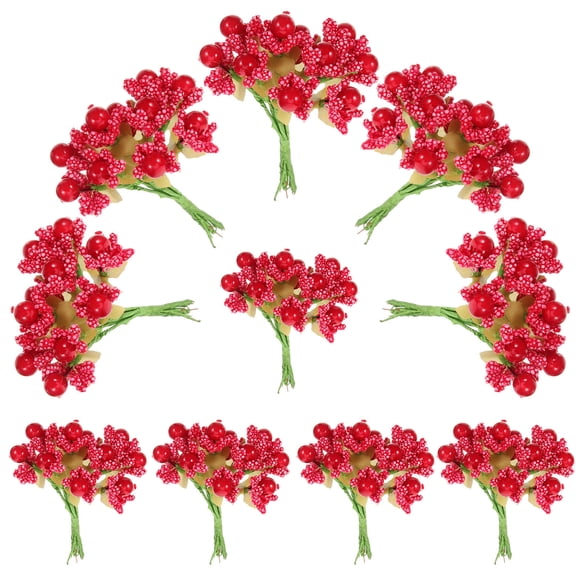 OUNONA 10 Bundles Xmas Berries Christmas Decorations 9.00X7.00X2.00CM