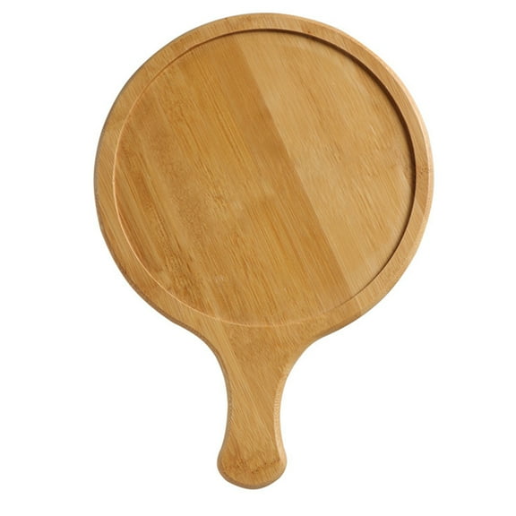 OUNONA  10 Inch Pizza Topping Station Ninja Peel Round Board Bread Tray with Groove
