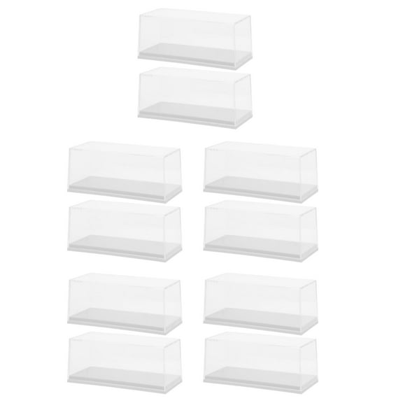 OUNONA 10 PCS Clear Acrylic Display Case with Base for 1 64 Vehicle Model Showcase Display Box for Toy Model Cars