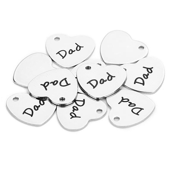 OUNONA 10 PCS Jewelry Stainless Steel Pendant Bracelet Charms Dad Man 1.4X1.5cm Silver