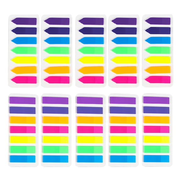 OUNONA Translucent Arrow Index Stickers 10pcs Classification Stickers Notebook Markers Office Tabs Sticky Memo Notes Neon Page Reminders