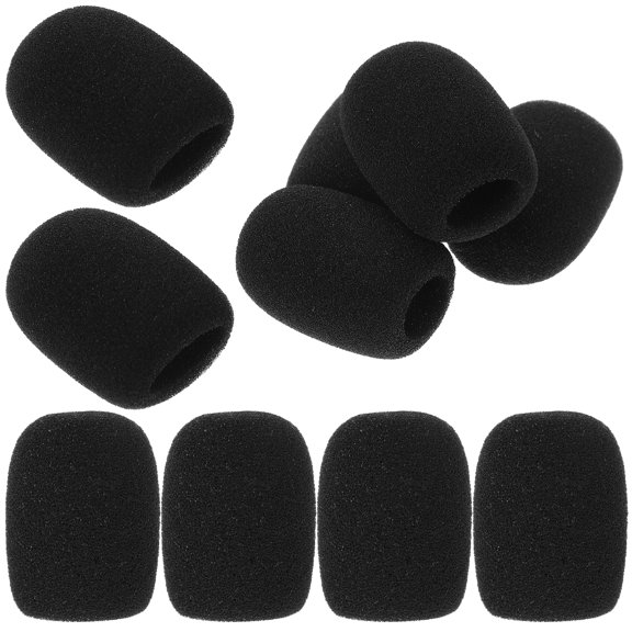 OUNONA Black Foam Microphone Windscreen Covers 10-Pack, Noise Reduction for Clear Audio, Ideal Back to School Accessory