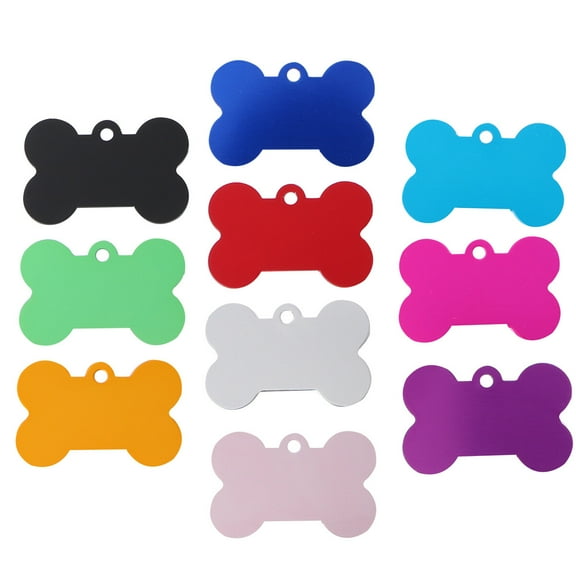 OUNONA 10 Pcs 38mm Pet Id Bone Shape Double Sided Dog Cat Pet Name Phone Number Id (10 Colors)
