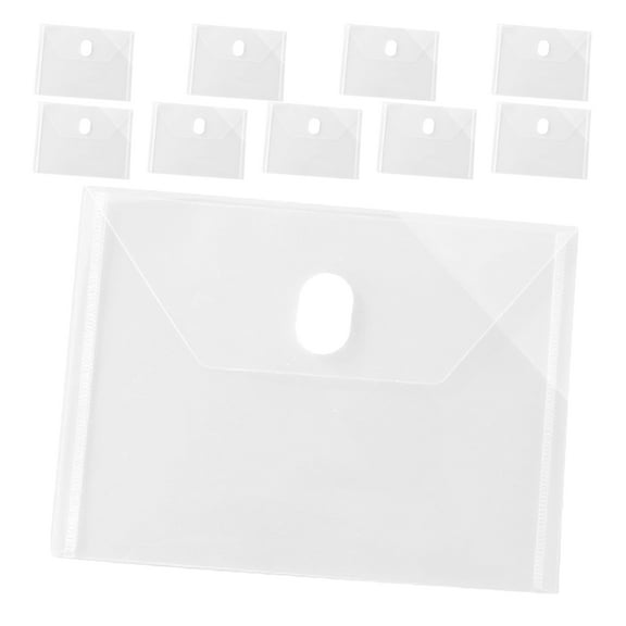 OUNONA 10 Pcs Clear Plastic Envelopes with Closure Document Storage Bags for School and Office Transparent File Holders for Receipts and Papers