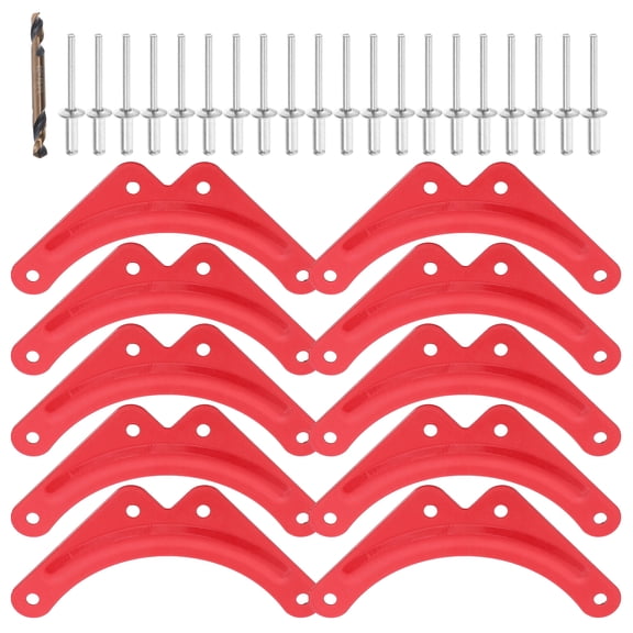 OUNONA 10pcs Ladder Reinforcement Sheets Step Corner Bracket Fixed Angle Support with 40 Rivets and 1 Drill Bit
