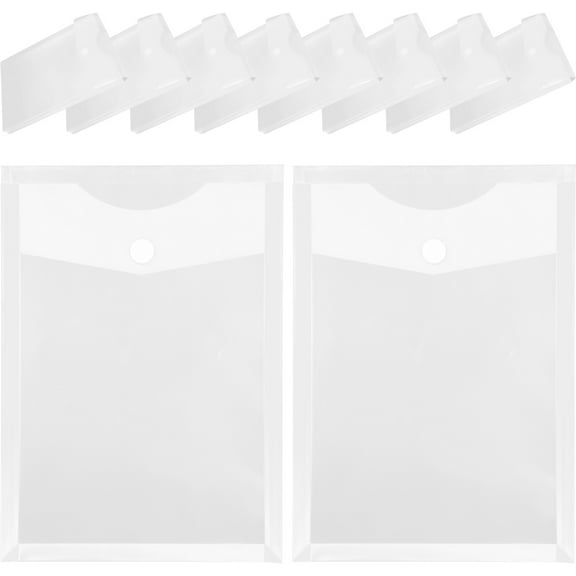 OUNONA Durable PP File Folder with Reinforced Snap Button for Secure Storage White Lightweight 10pcs