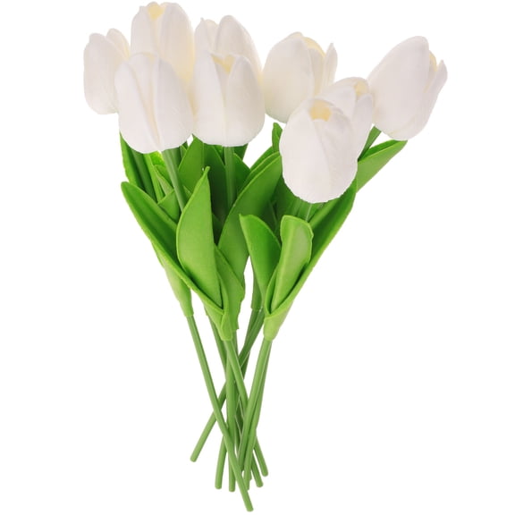 OUNONA  10 Pcs Faux Artificial Tulip White Tulips DIY Flower Decoration