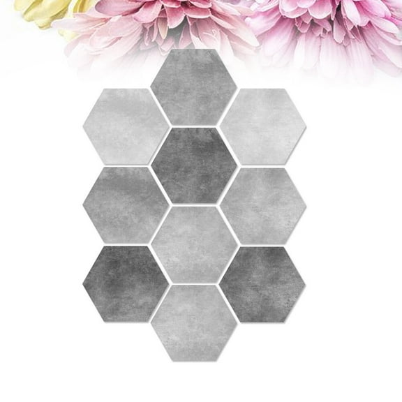 OUNONA 10 Pcs Hexagon Floor Tile Sticker, Back Splash Stick On Tiles For Kitchen Hexagon Floor Sticker Cement Effect Tile Decals Hexagon Wallpaper Hexagon Peel And Stick Wallpaper For Diy Decor