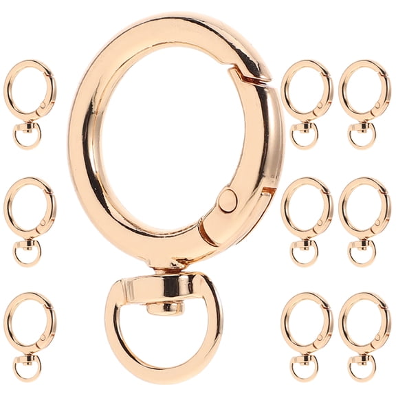 OUNONA 10 Pcs Kit Carabiner Spring Buckle 3.80X2.50X0.30CM Golden