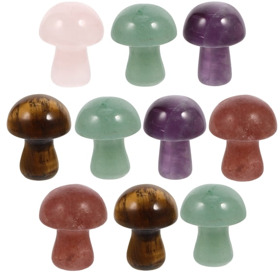 OUNONA  10 Pcs Knitted Mushroom Decor Crystal Ornament Fairy Tale World Decoration