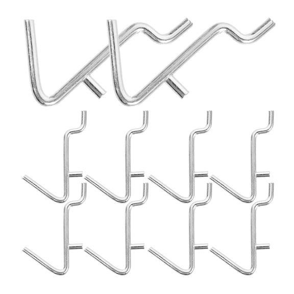 FOLOYORI 10Pcs Plated Silver Pegboard Shelf Hooks V Shape Stainless Steel Design for Workbench Storage Solutions