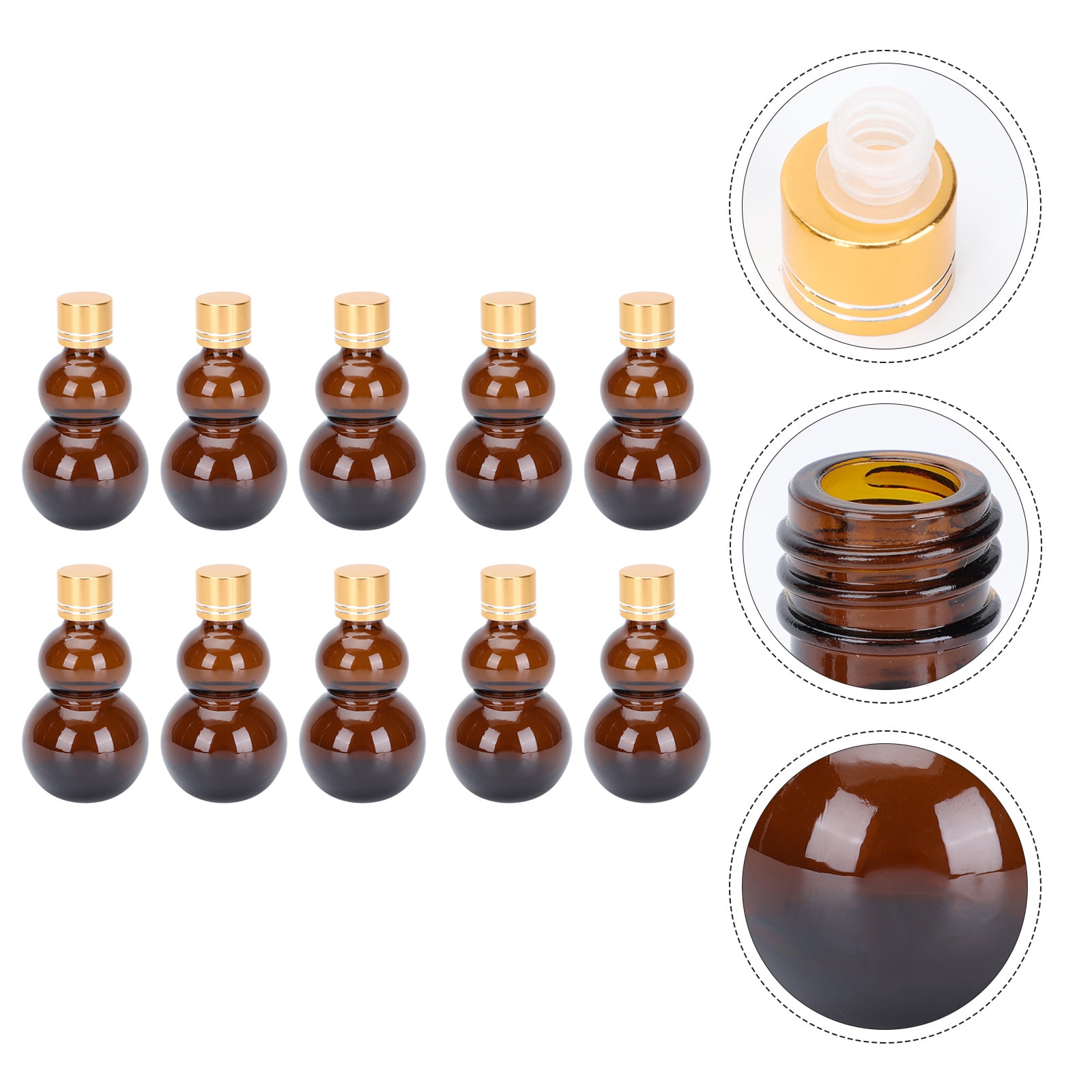 OUNONA  10 Pcs Portable Gourd Bottle Dispensing Medicine Syrup Brown Travel