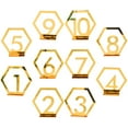 thumbnail image 1 of Golden Alloy Table Number Stands for Wedding Reception Decor with Clear Numbers and Design 110, 1 of 8