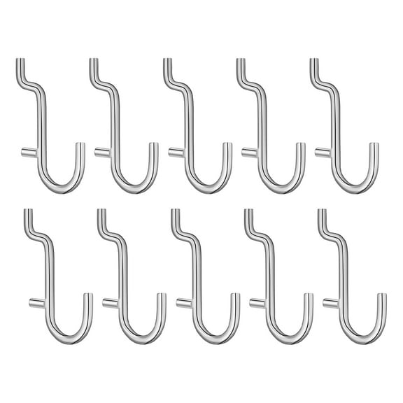 10pcs Heavy Duty Metal Pegboard Hooks Stainless Steel Silver for Home Use Efficient Tool