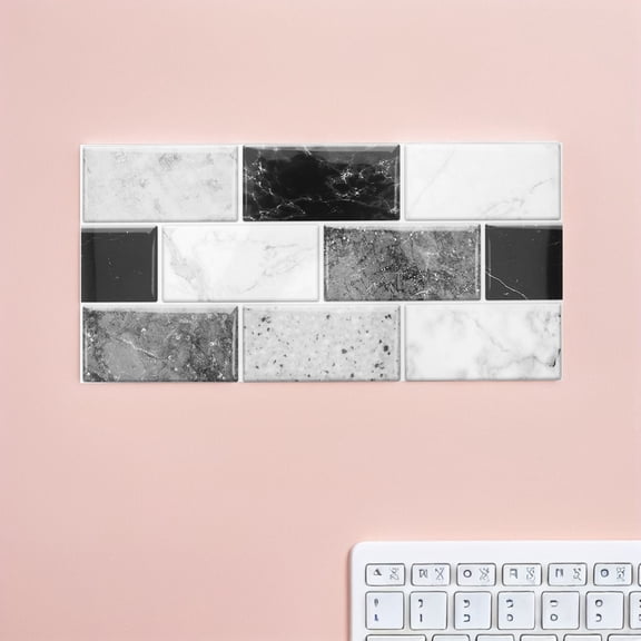 FOLOYORI 10-Pack Self-Adhesive PVC Backsplash Tiles for Kitchen Bathroom Wall Decor Retro Style