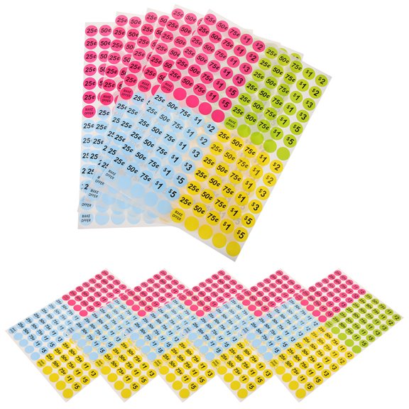 OUNONA  10 Sheets Fixture Multifunctional Fish Scale Scraping Price Sticker Child