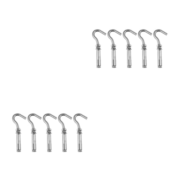 OUNONA 10 pcs Open Expansion Hook Stainless Steel Anchor Bolt Open Cup Hooks (Silver)