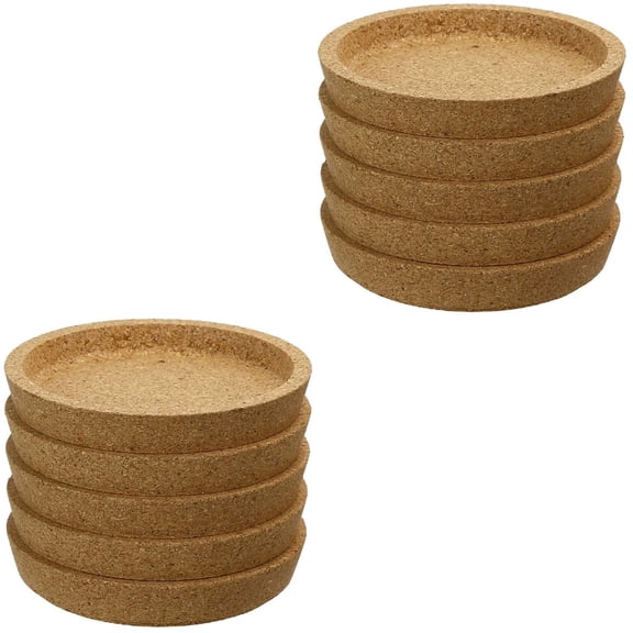 OUNONA 10 pcs Round Cork Coasters Heat Insulation Table Pads Simple Placemat Decorative Cup Cushion for Home Cafe Office (Khaki)