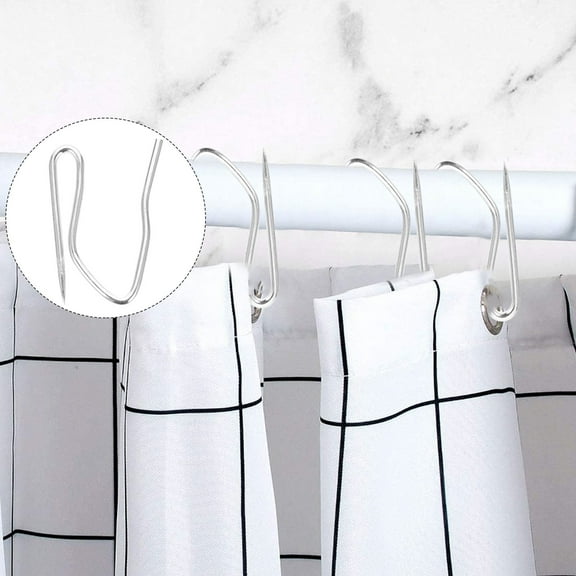 OUNONA  100 Pcs Bathroom Curtain Hook Heavy Duty Drapery Hooks Hanging Silver