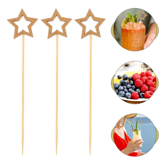 OUNONA  100 Pcs Cake Topper Exquisite Five-pointed Star Picks Golden