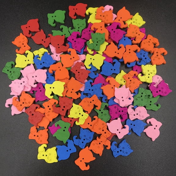 OUNONA 100 Pcs Assorted -Themed Buttons for Crafts Projects and Sewing Accessories