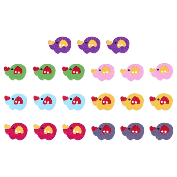 OUNONA  100 Pcs Cute Buttons Small Elephant Wooden Easy Stick Child