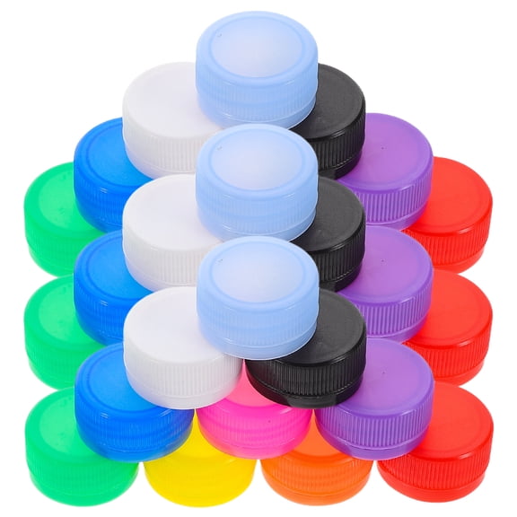 OUNONA 100pcs Colorful Plastic Bottle Caps for Kids Craft Projects Creative DIY Art Supplies Multi Color