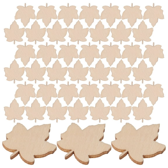IFANLANDOR Maple Leaf Slices Wooden Beige for DIY Craft Projects 100Pcs 1.3X1.2X0.1in