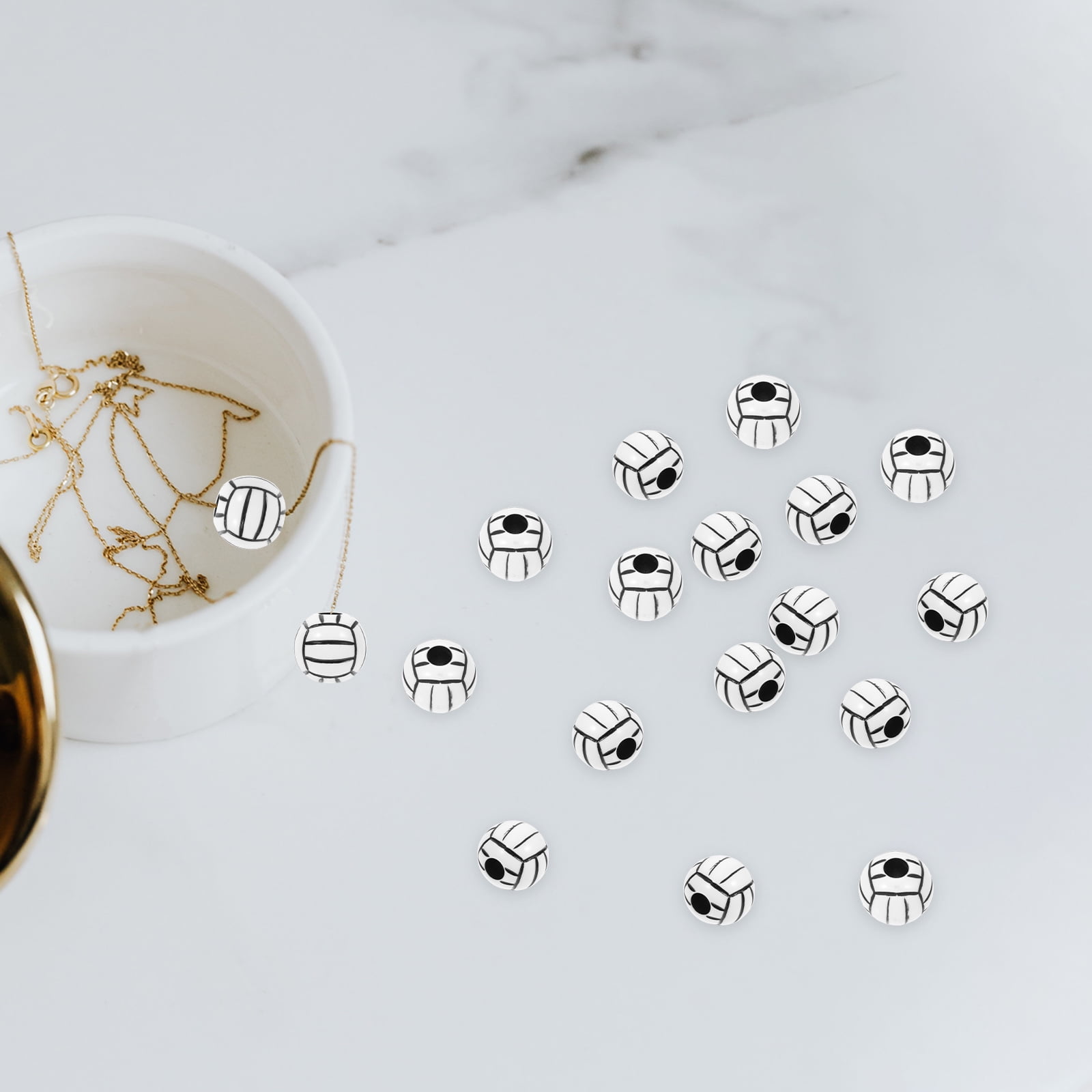 COHEALI 100pcs Volleyball Beads For Bracelet Making - Acrylic Sports Beads For DIY Jewelry, Crafts & Gifts