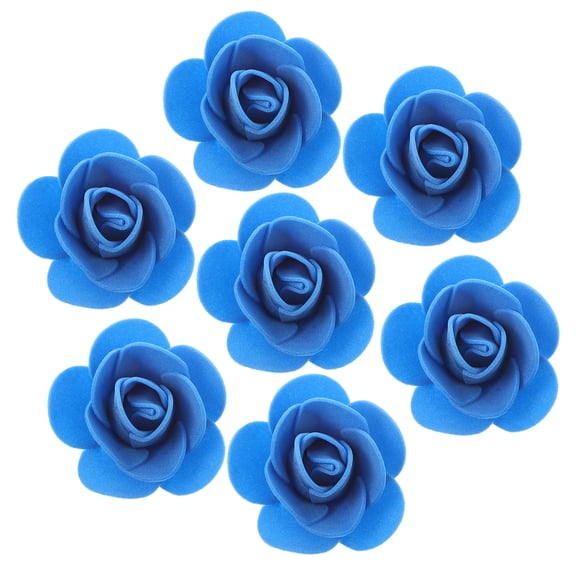 OUNONA Blue Mini Artificial Rose Heads for Decor Made of Plastic Lifelike Effect Good Decoration
