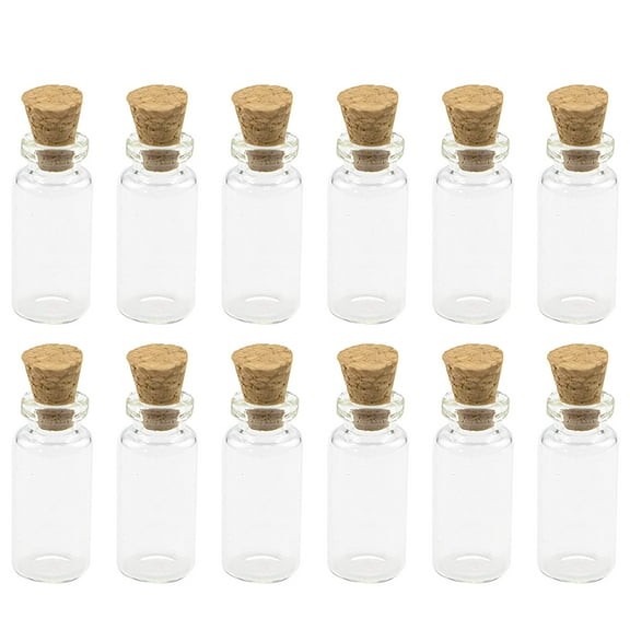 OUNONA 100 Pcs Small Bottle Cork Bottle Cork Drift Bottles 1.80X1.00X0.50CM Transparent