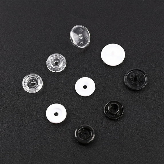 OUNONA 100-Piece White Plastic Snap Fasteners Kit for Sewing Beginners, Clothing Accessories and Craft Supplies