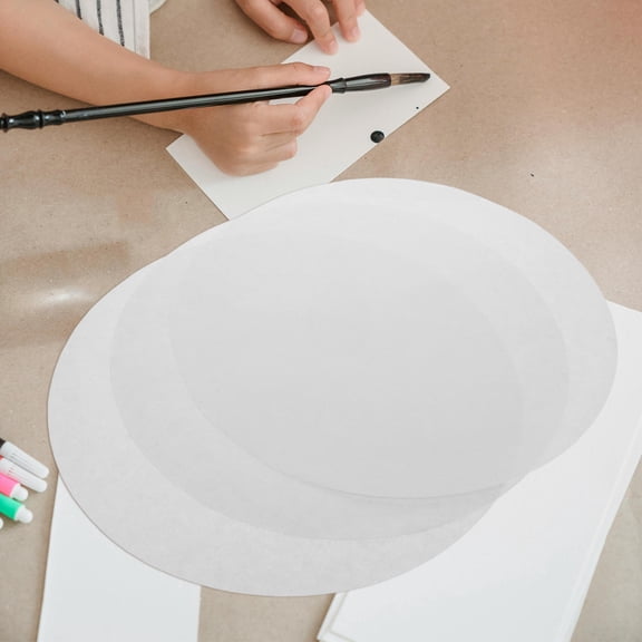 OUNONA 100 Sheets Round Xuan Paper for Chinese Painting Lightweight Blank Rice Paper for Calligraphy Watercolor and Ink Art