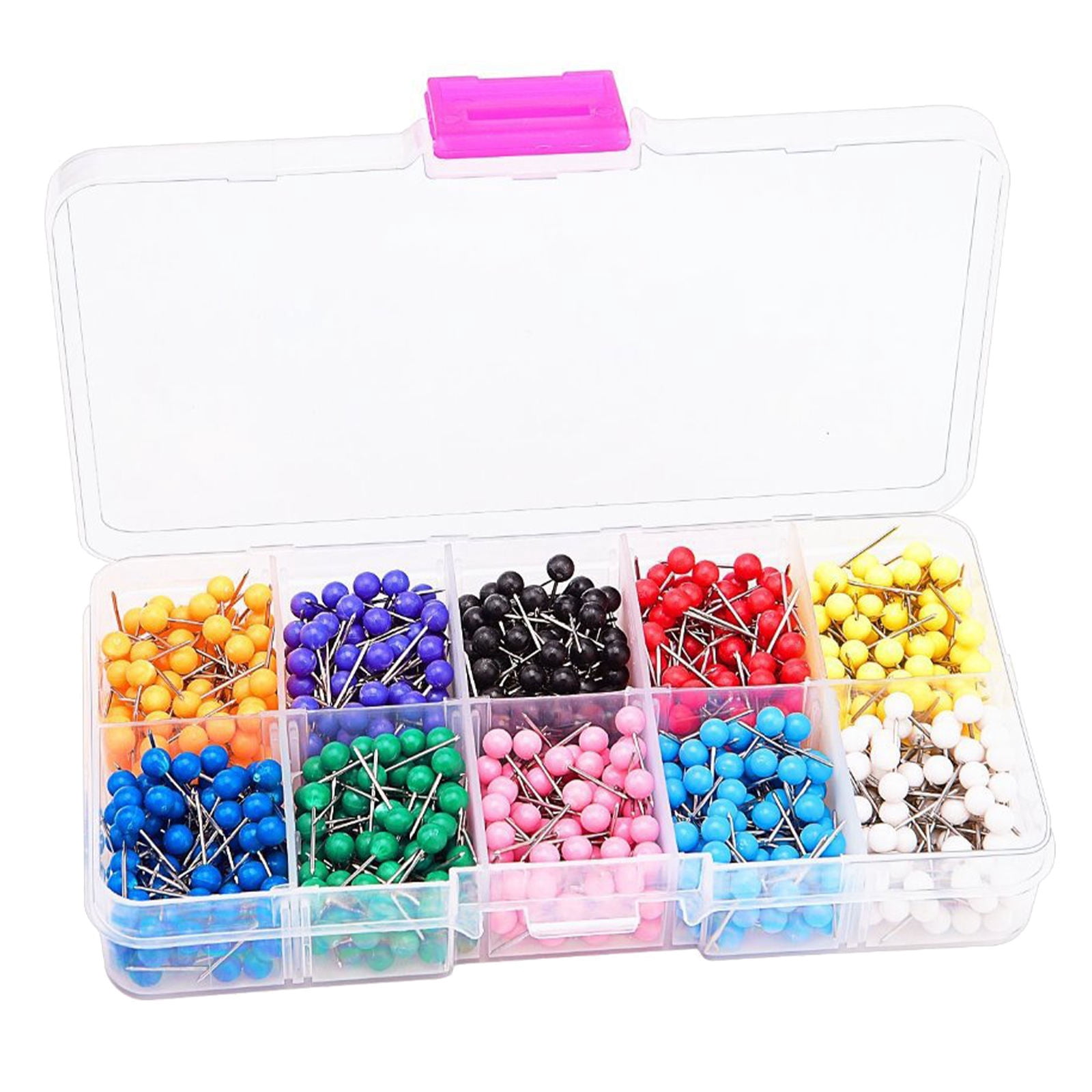 OUNONA 1000Pcs Decorative Plastic Circular Push Pins Vivid Colors for ...