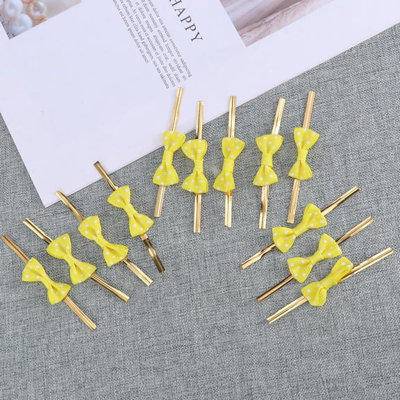 OUNONA 100Pcs Yellow Tie Ribbon for Packing with Eco Friendly Paper and Festive Design