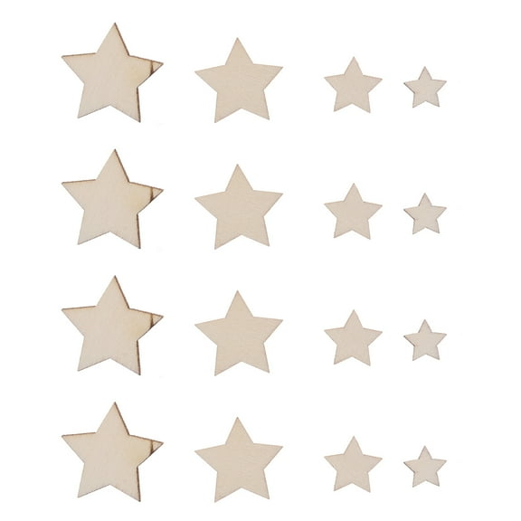 CATIEBYE Catiebye Wooden Star Ornaments Khaki Unfinished Wood Crafts for Decoration 100Pcs