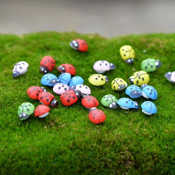 OUNONA Mini Presents Decor Coccinella Septempunctata Crafts Red 100Pcs