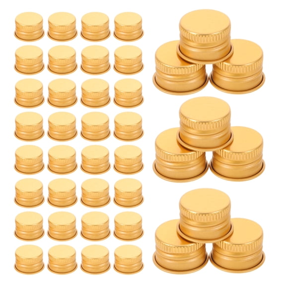 OUNONA 100Pcs Replacement Golden Aluminium Screw Lid Caps for Lotion and Food Containers