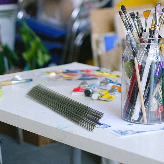 OUNONA 100Pcs Artificial Flower Rods Green Floral Wire for Bouquet Making Decorative Floral Sticks