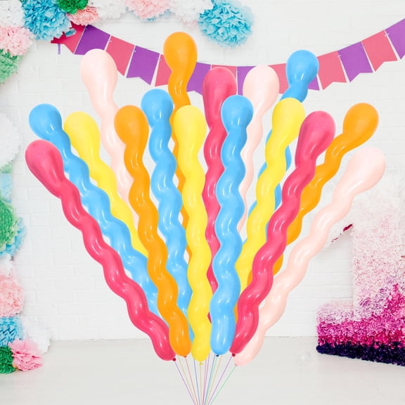 OUNONA 100Pcs Assorted Color Long Spiral Latex Balloons Durable Twisted Balloons for Parties