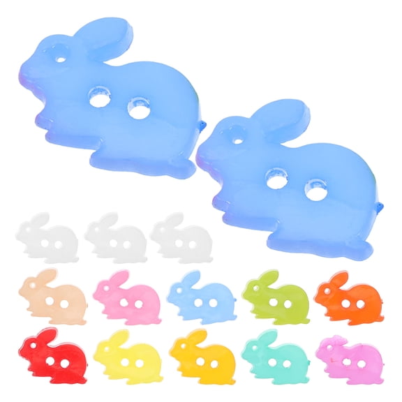 OUNONA 100Pcs Plastic Bunny Buttons Colored Sewing Buttons for Crafts Clothing and Accessory Embellishments