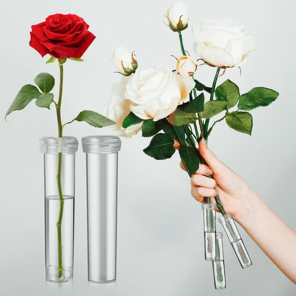 OUNONA 100Pcs Flower Water Tubes Clear Plastic Stem Tubes for Floral Arrangement Supplies