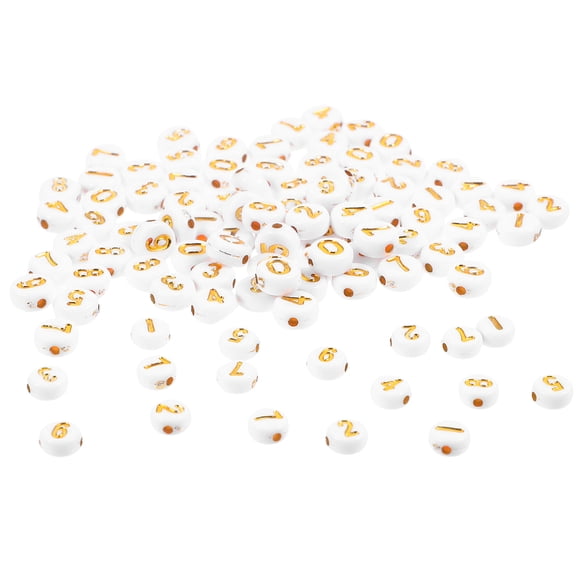 OUNONA 100 Pieces Acrylic Number Beads for Jewelry Making, Bracelet Crafts, Accessories and Decorative Art Projects